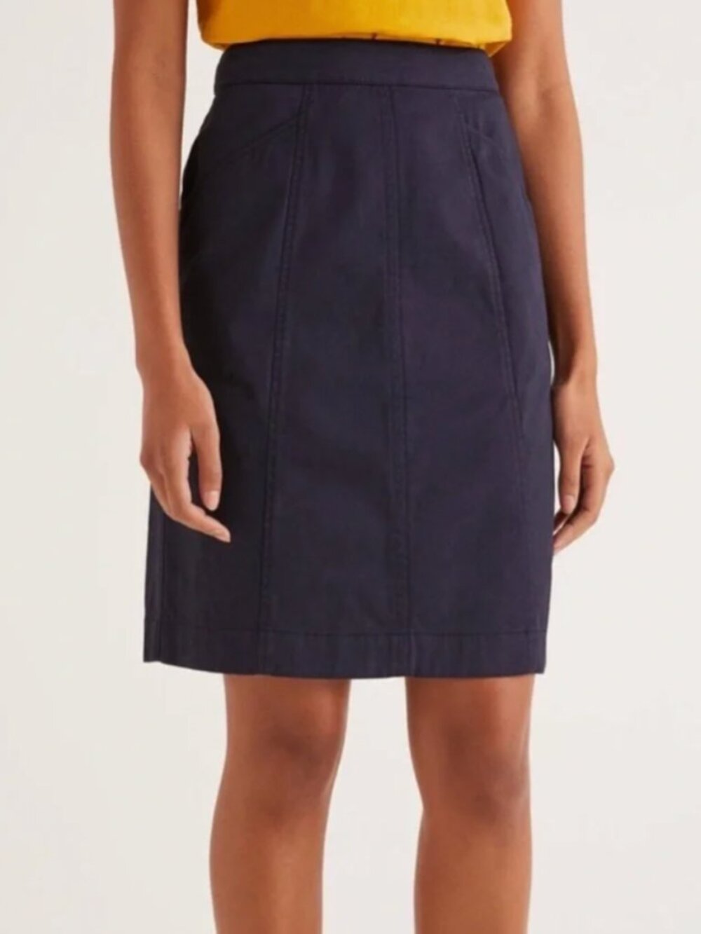 Boden Navy Blue Daisy Chino Skirt Seam Detail Women's Size 10L